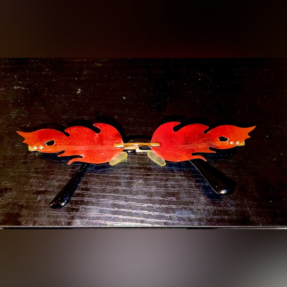Flame Sunglasses Red Blue Y2K Rave Festival Glasses